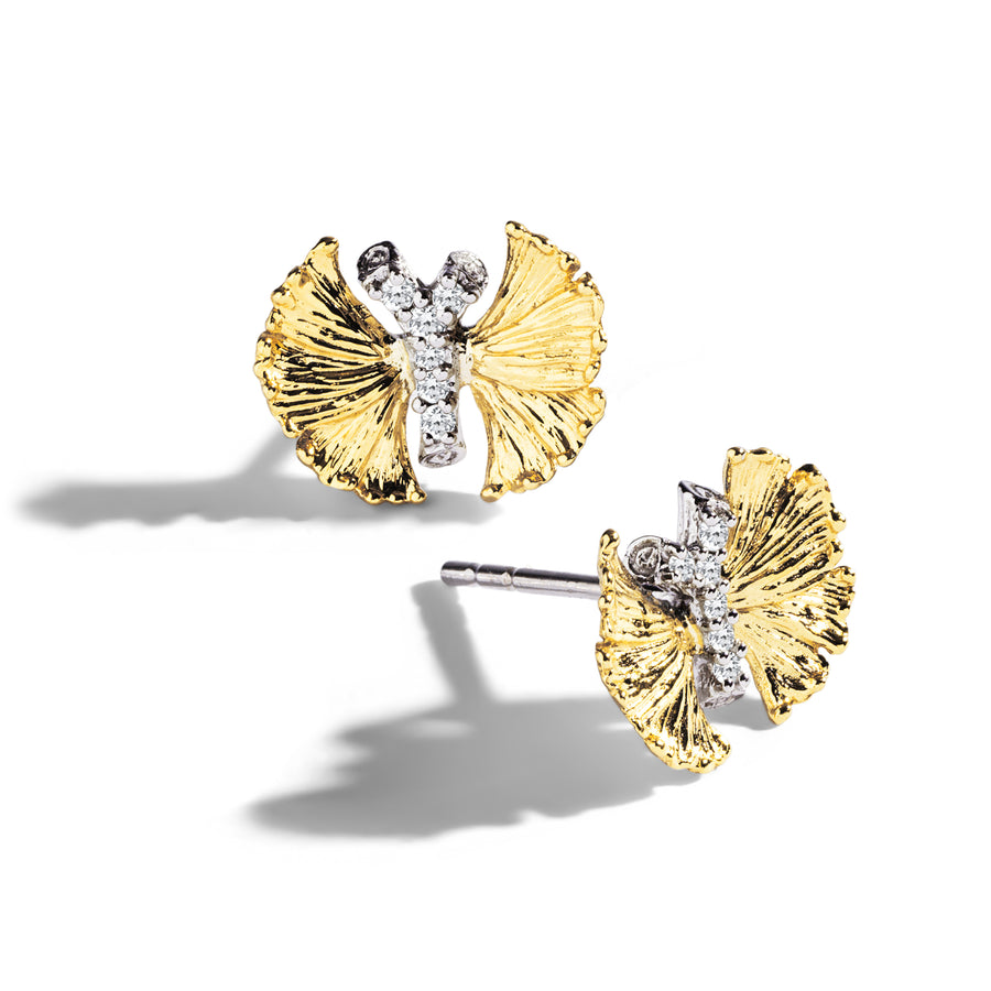 Butterfly Ginkgo Earrings with Diamonds