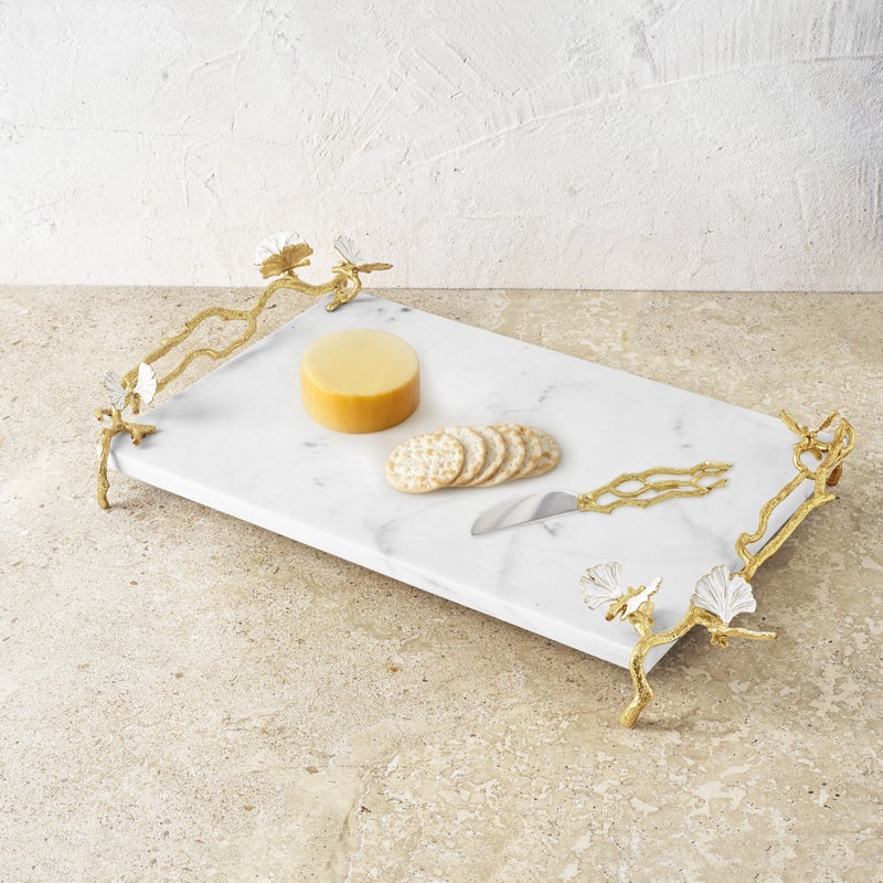 Michael Aram Butterfly Ginkgo Gold Cheeseboard with Spreader