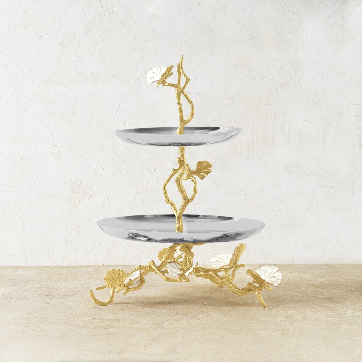 Michael Aram Butterfly Ginkgo Gold Two Tier Etagere