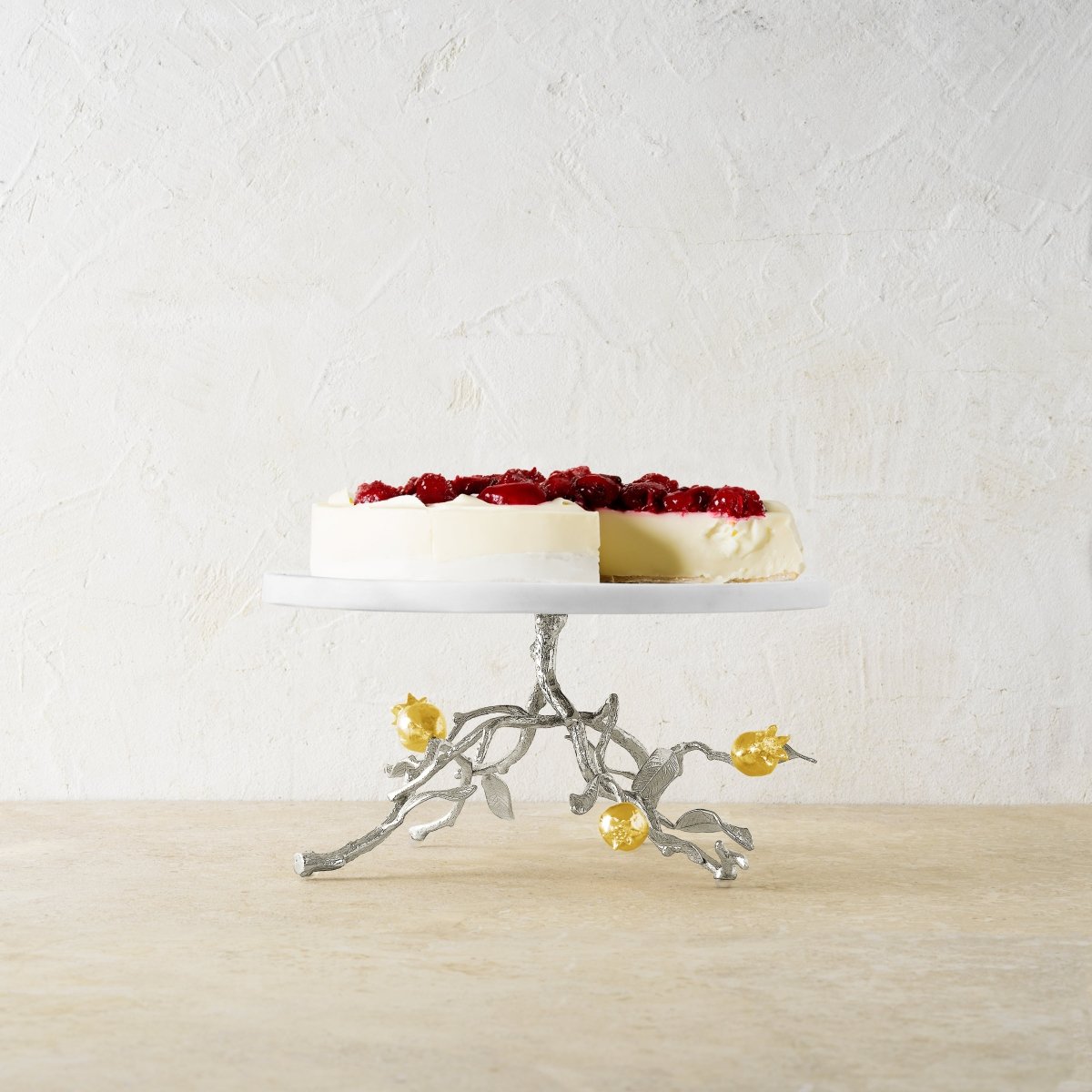 Michael Aram Pomegranate Silver & Gold Cake Stand