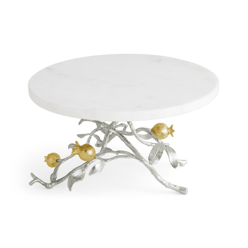 Michael Aram Pomegranate Silver & Gold Cake Stand