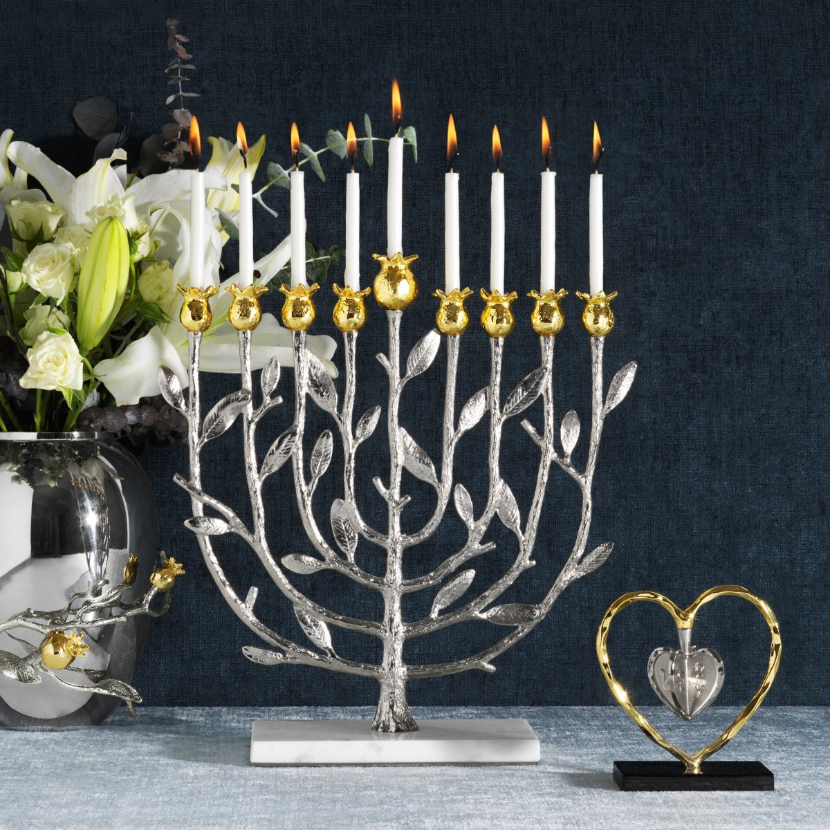 Michael Aram Pomegranate Silver & Gold Menorah