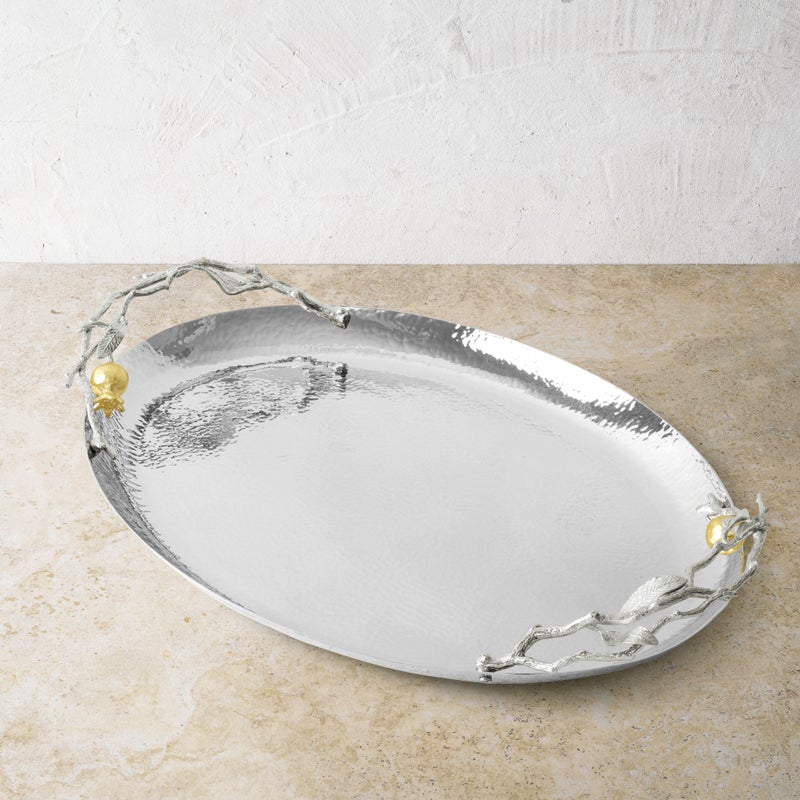 Michael Aram Pomegranate Silver & Gold Oval Tray