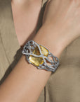 Enchanted Forest Cuff Bracelet with Diamonds - Gold Doublet