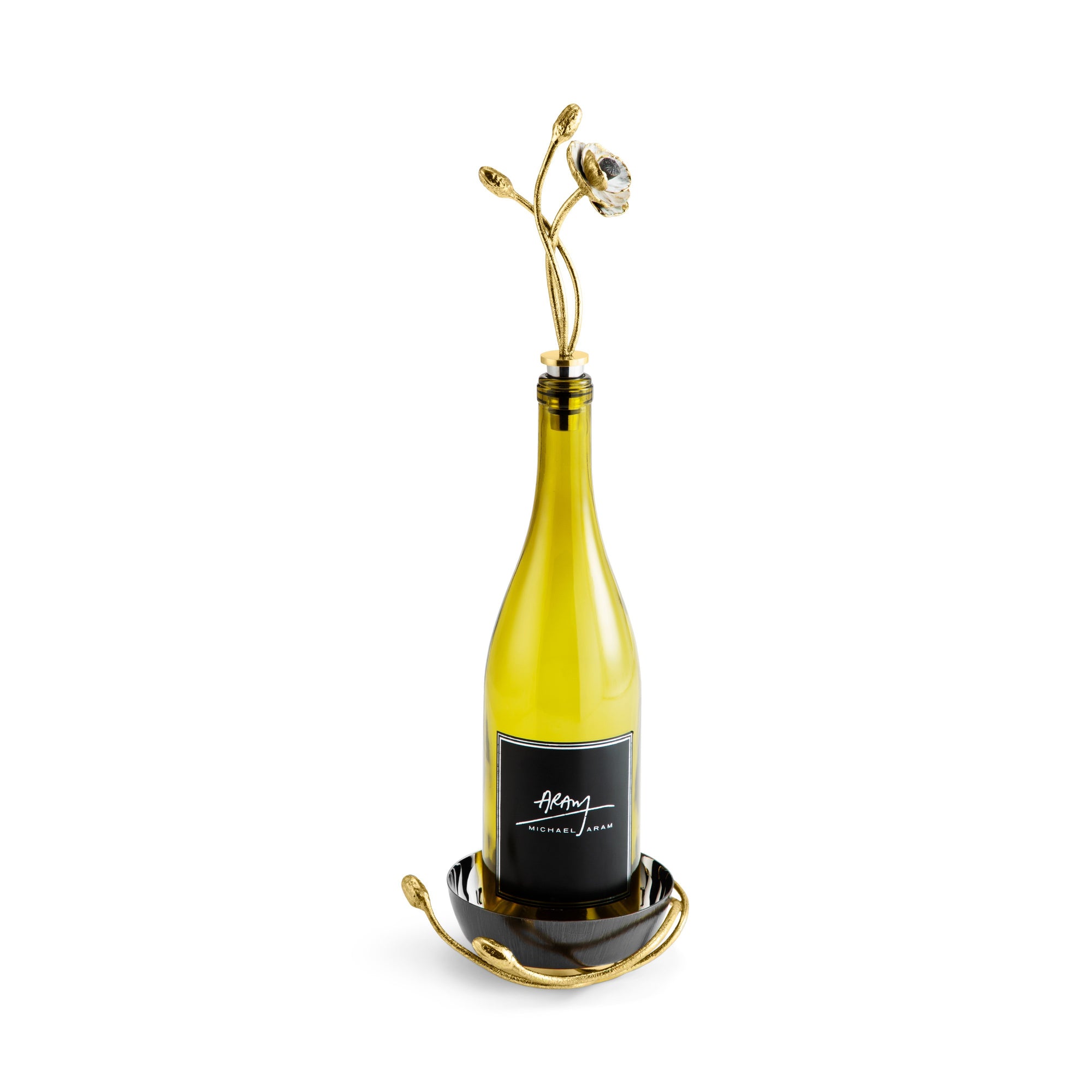 Michael Aram Anemone Wine Coaster &amp; Stopper Set