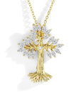 Michael Aram Armenian Tree of Life 25mm Cross Pendant Necklace with Diamonds