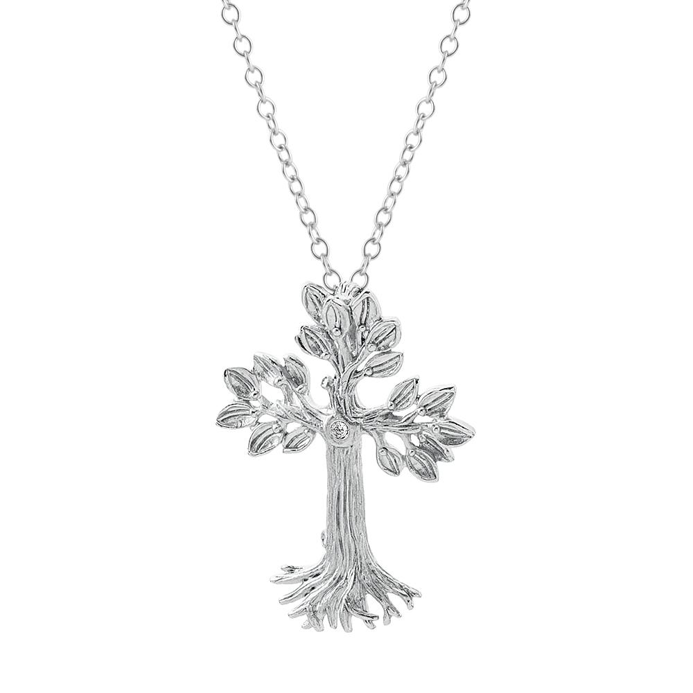 Michael Aram Armenian Tree of Life 33mm Cross Pendant Necklace with Diamonds