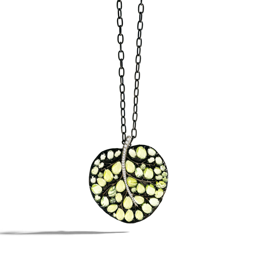 Michael Aram Botanical Leaf 53mm Necklace with Peridot and Diamonds