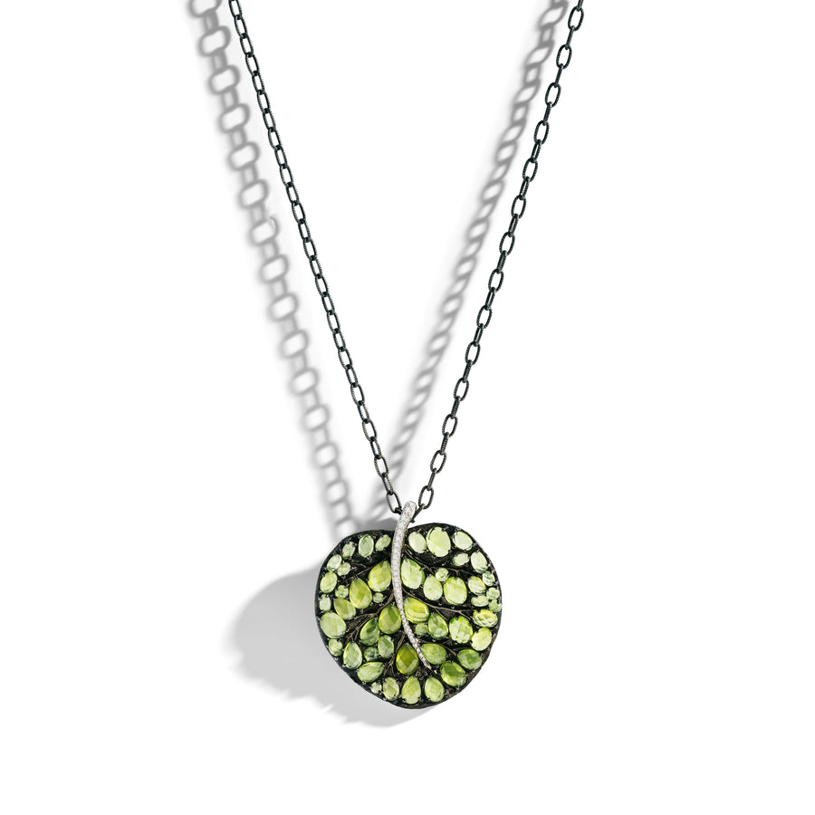 Michael Aram Botanical Leaf 53mm Necklace with Peridot and Diamonds