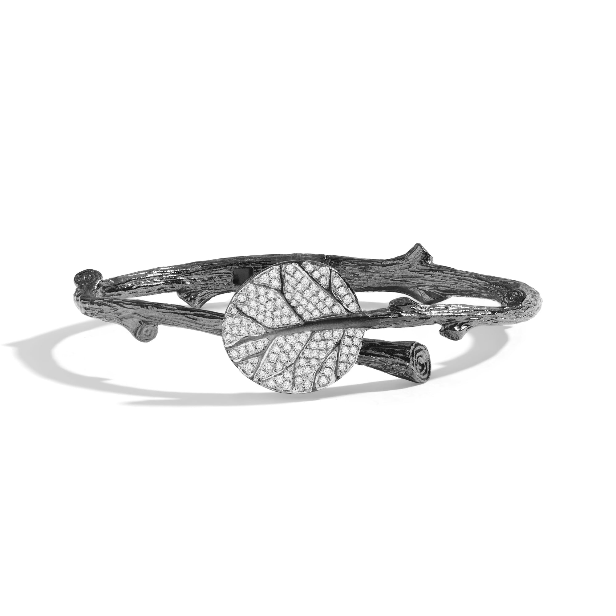 Michael Aram Botanical Leaf Bangle Bracelet with Diamonds