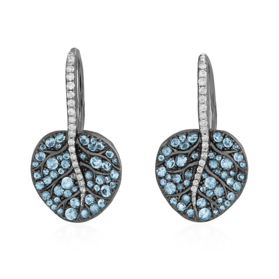 Michael Aram Botanical Leaf Earrings with Blue Topaz and Diamonds