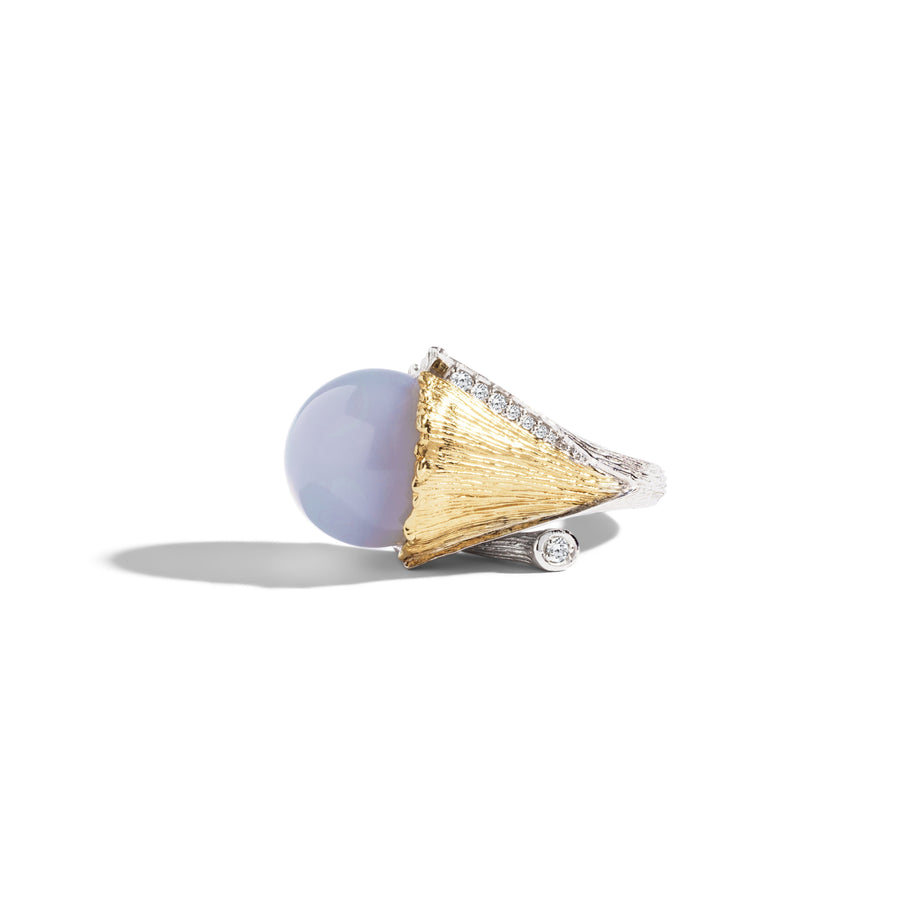 Michael Aram Butterfly Gingko Ring with Chalcedony and Diamonds