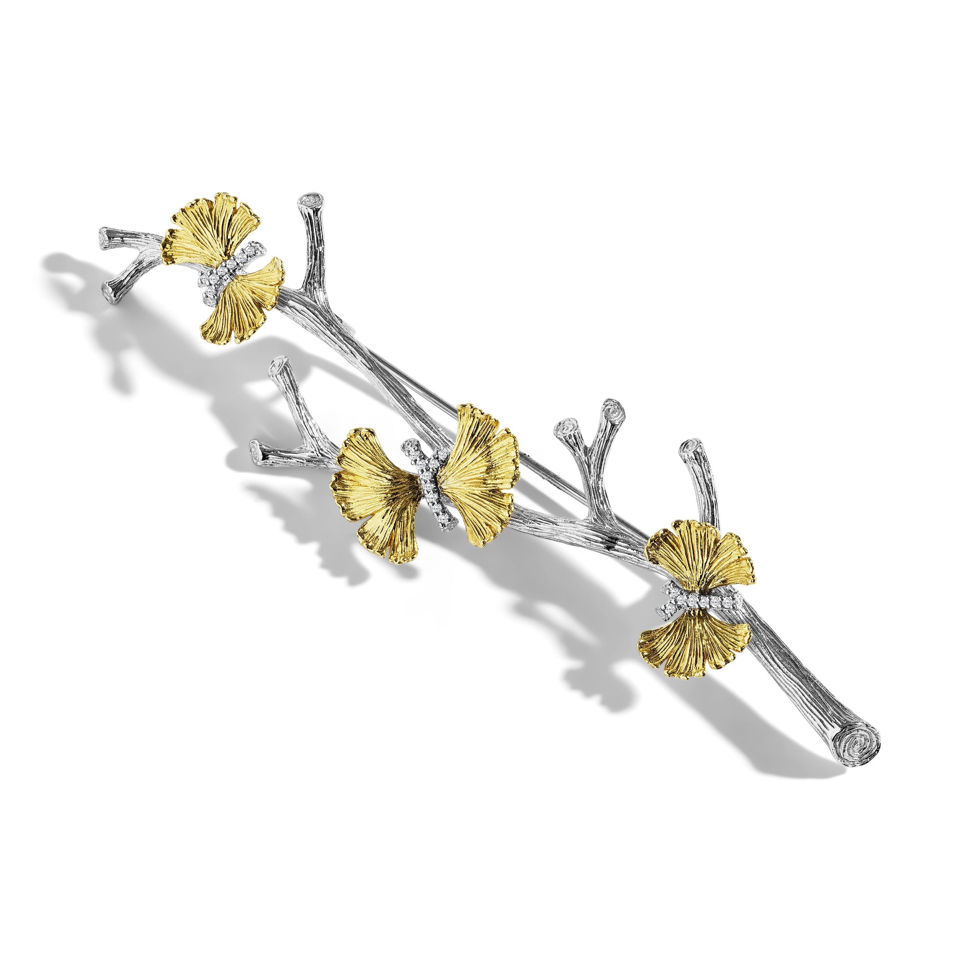 Michael Aram Butterfly Ginkgo Brooch with Diamonds