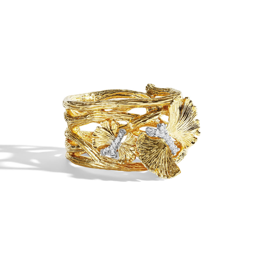 Michael Aram Butterfly Ginkgo Cuff Ring with Diamonds