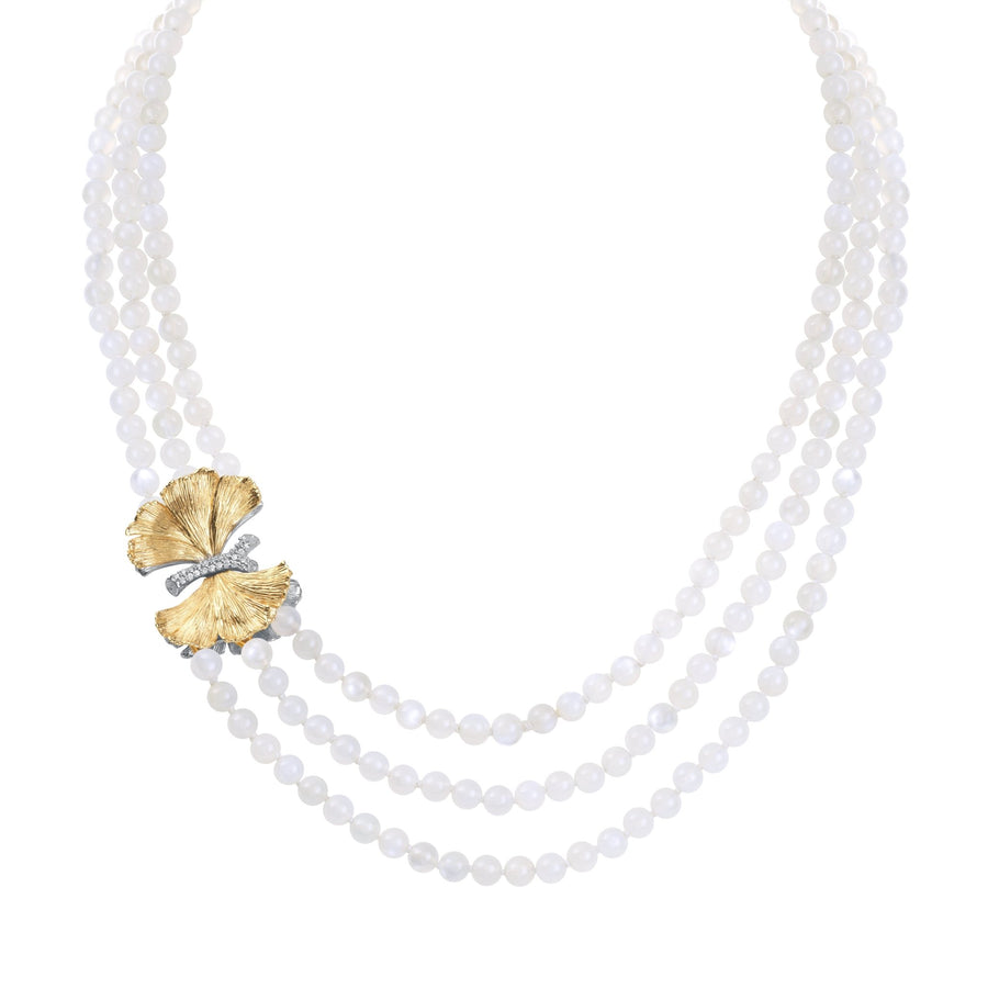 Michael Aram Butterfly Ginkgo Multi Strand Necklace with Moonstone and Diamonds