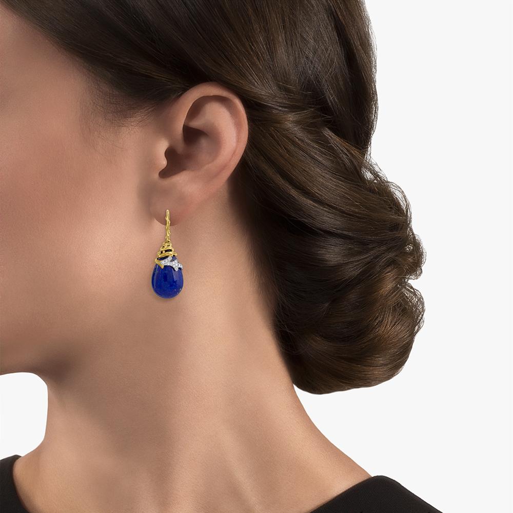 Michael Aram Enchanted Forest Earrings with Lapis and Diamonds