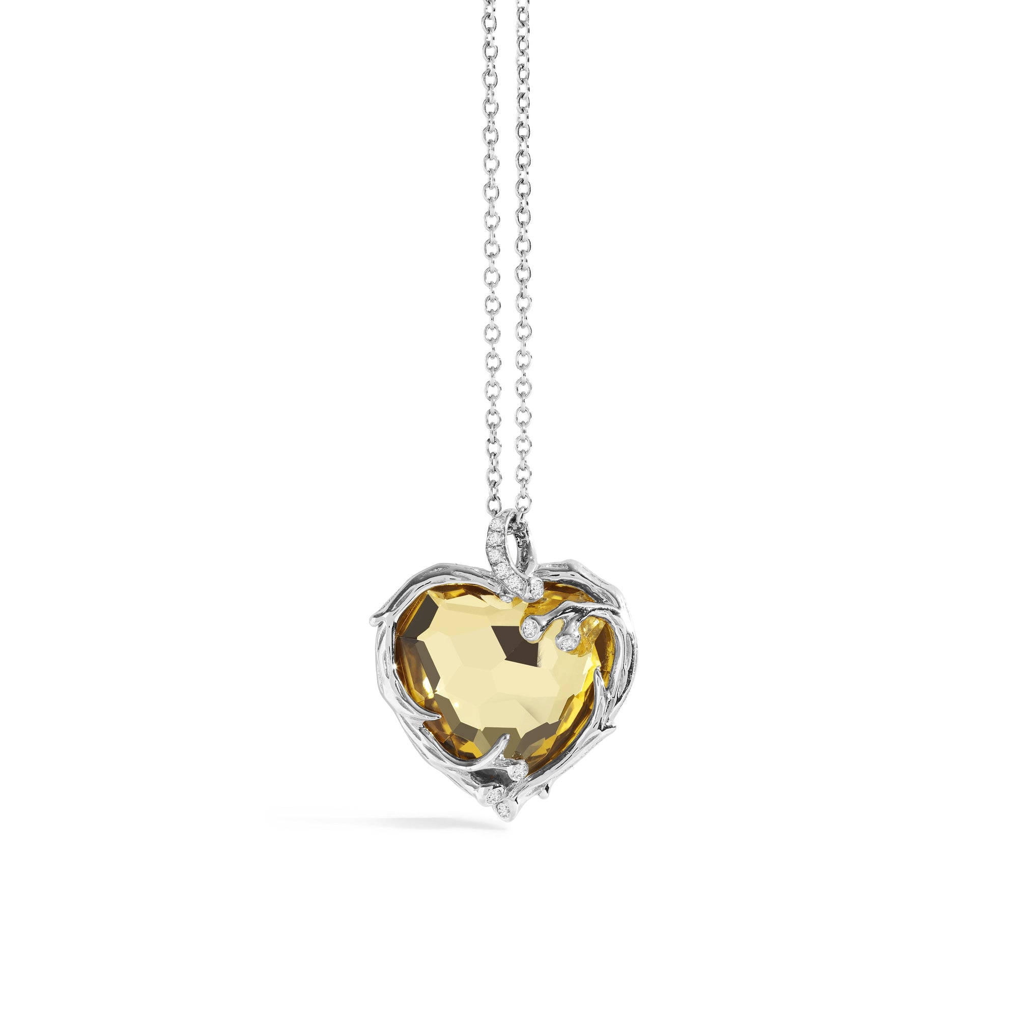 Michael Aram Enchanted Forest Heart Pendant Necklace with Gold Doublet and Diamonds