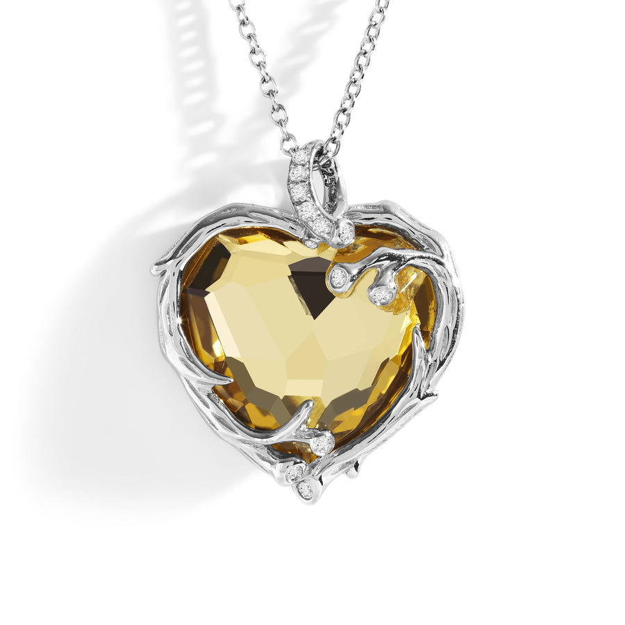Michael Aram Enchanted Forest Heart Pendant Necklace with Gold Doublet and Diamonds