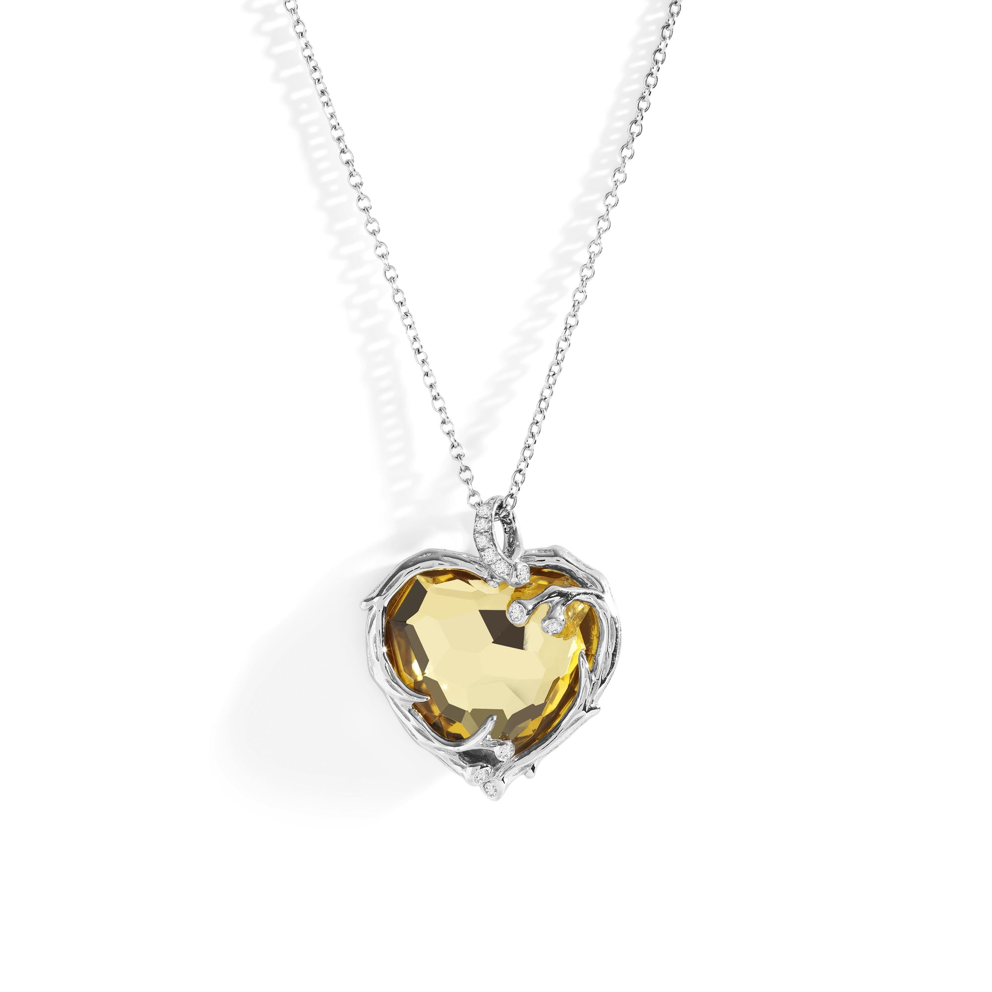 Michael Aram Enchanted Forest Heart Pendant Necklace with Gold Doublet and Diamonds