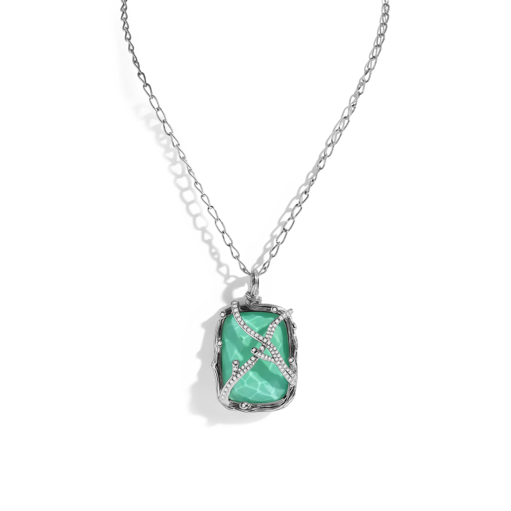 Michael Aram Enchanted Forest Pendant Necklace with Turquoise Doublet and Diamonds