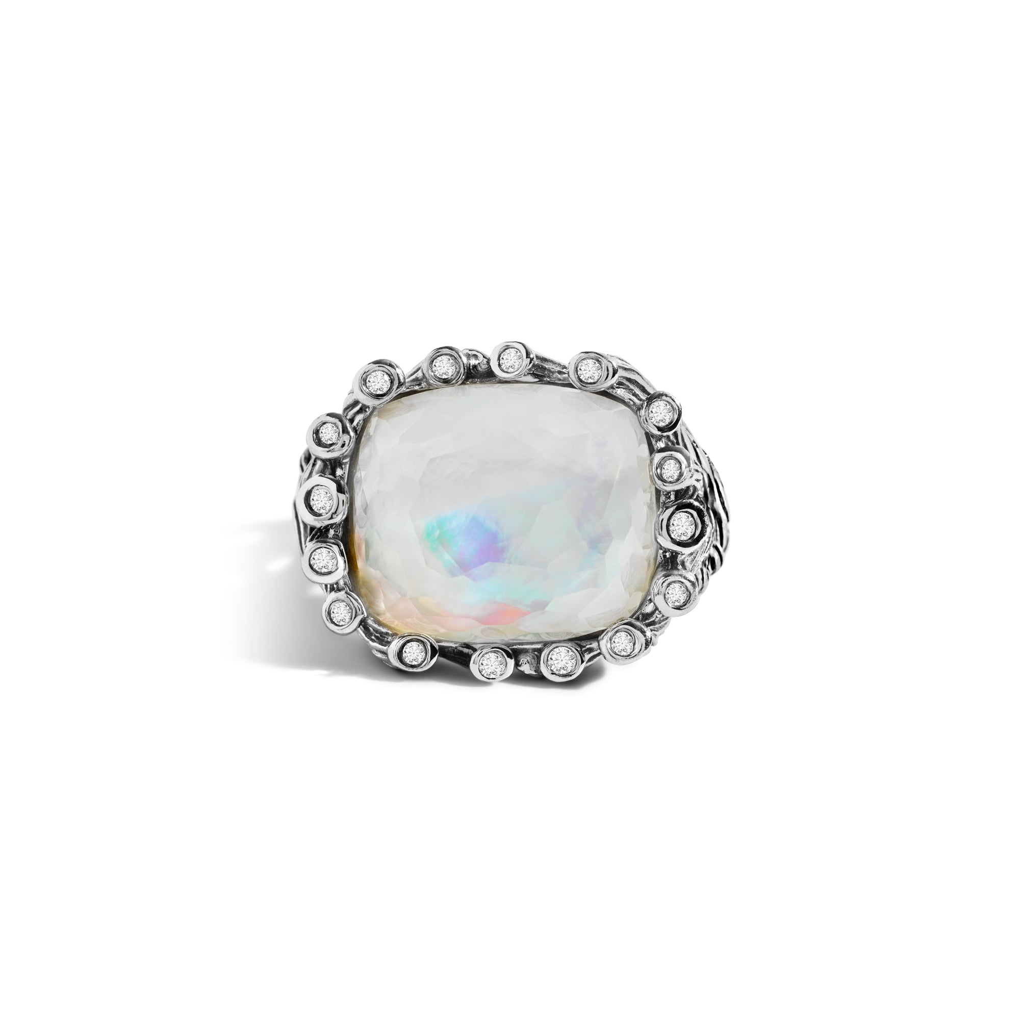 Michael Aram Enchanted Forest Ring with Mother of Pearl Doublet and Diamonds