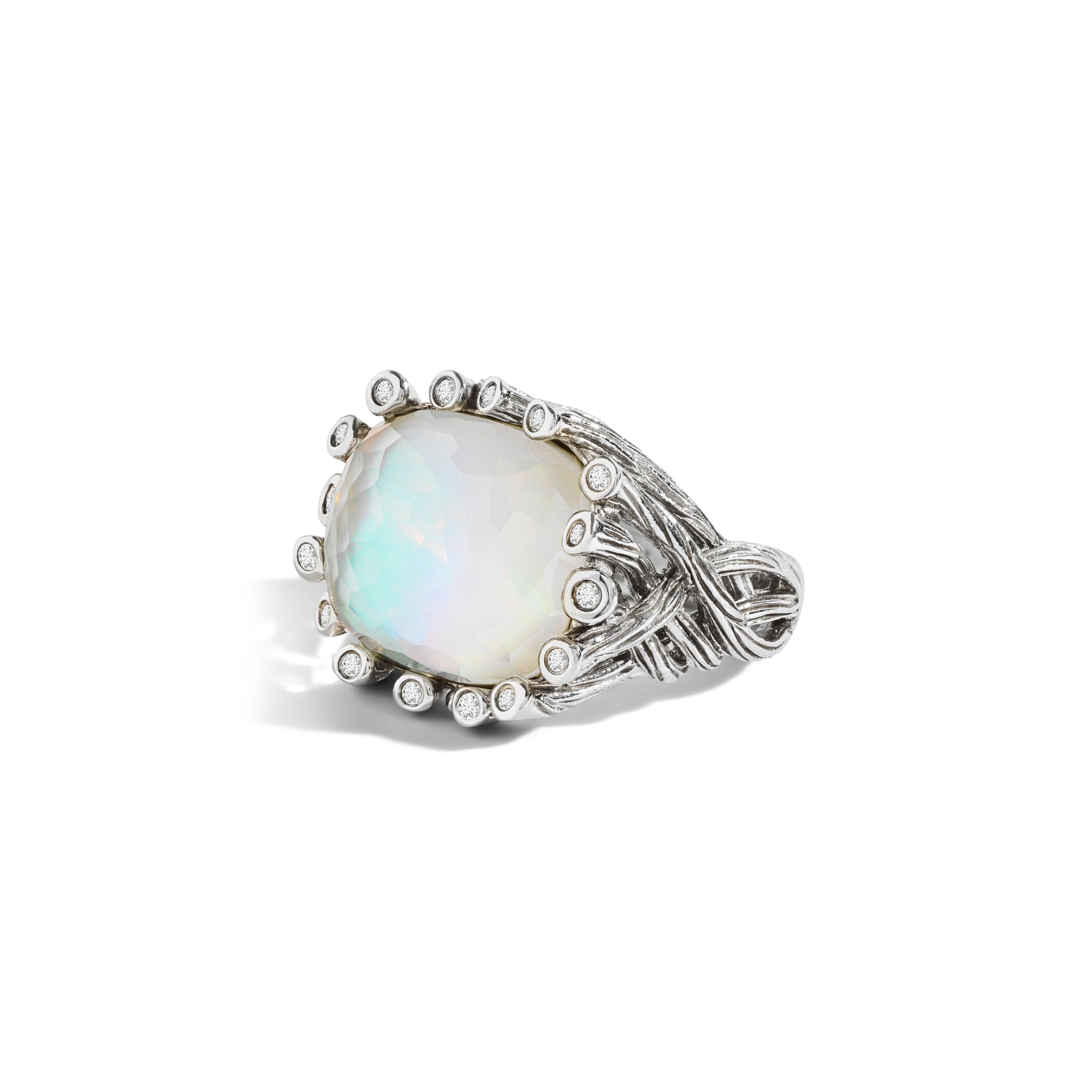 Michael Aram Enchanted Forest Ring with Mother of Pearl Doublet and Diamonds