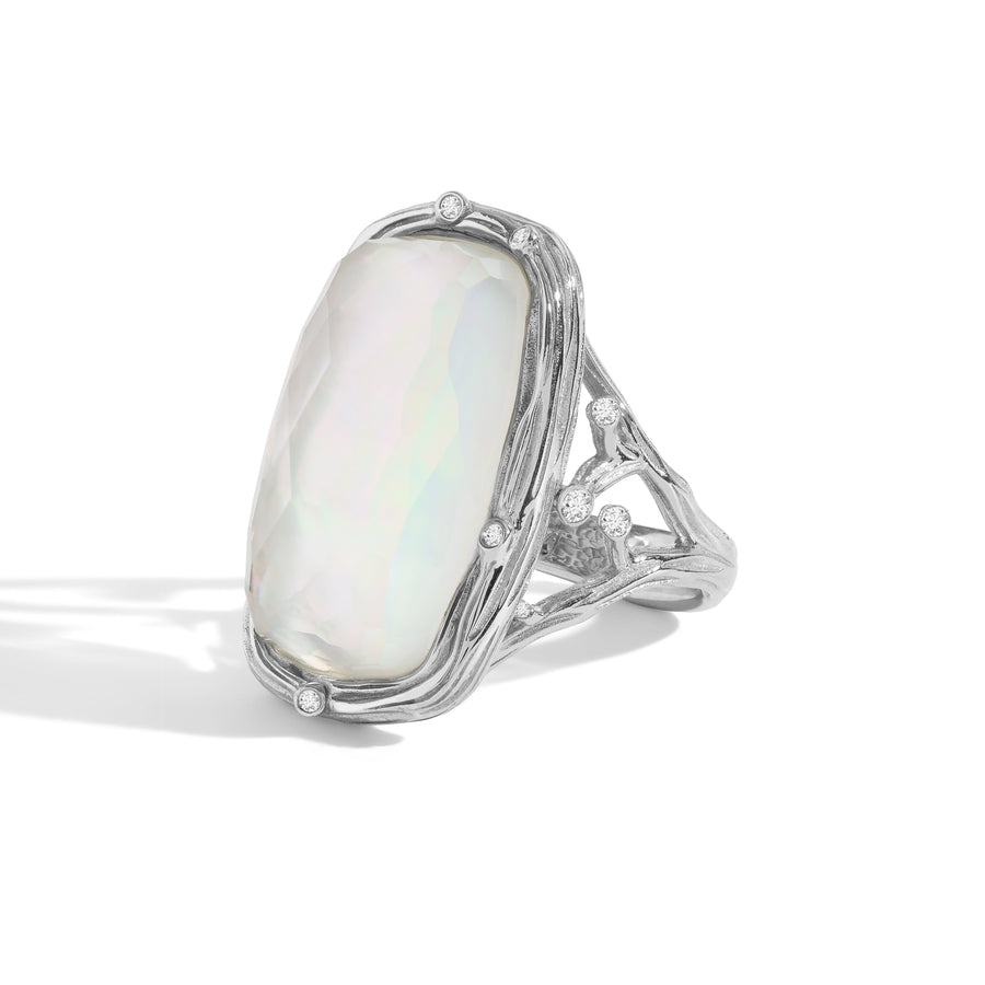 Michael Aram Enchanted Forest Ring with Mother of Pearl Doublet & Diamonds