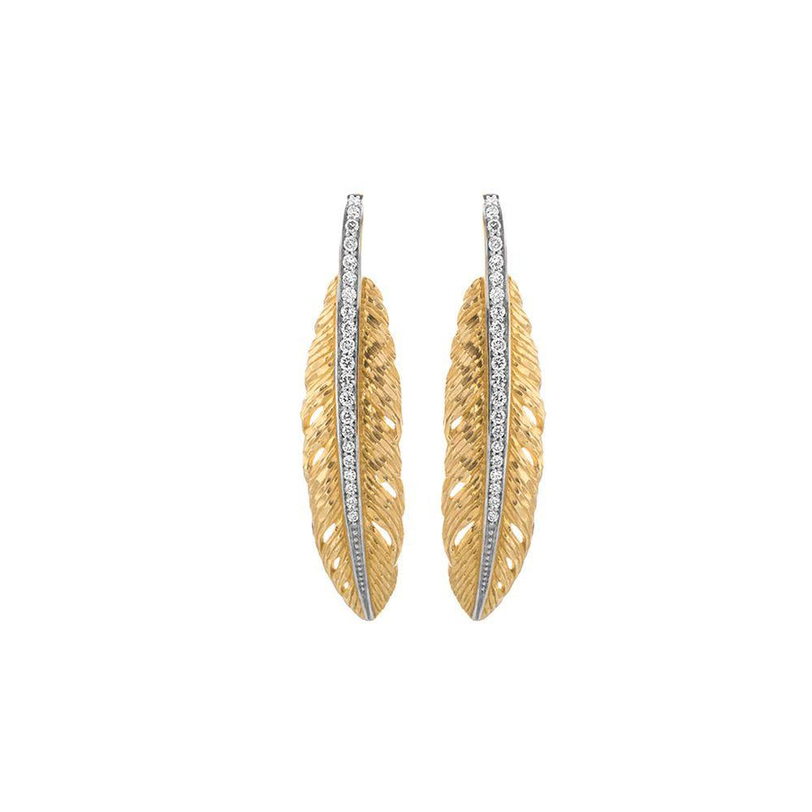 Michael Aram Feather 36mm Earrings with Diamonds