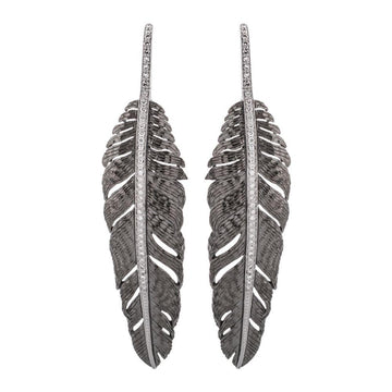 Michael Aram Feather 70mm Earrings with Diamonds
