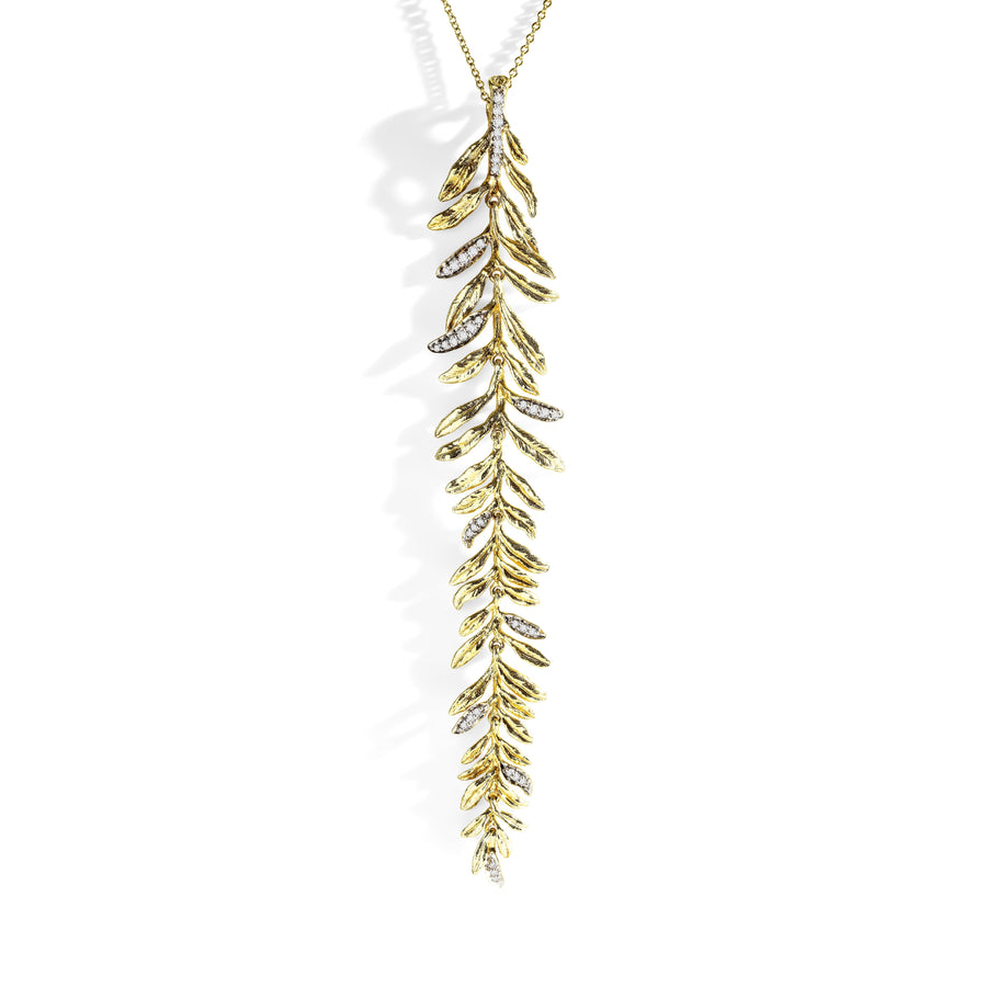 Michael Aram Laurel Leaf Drop Necklace with Diamonds