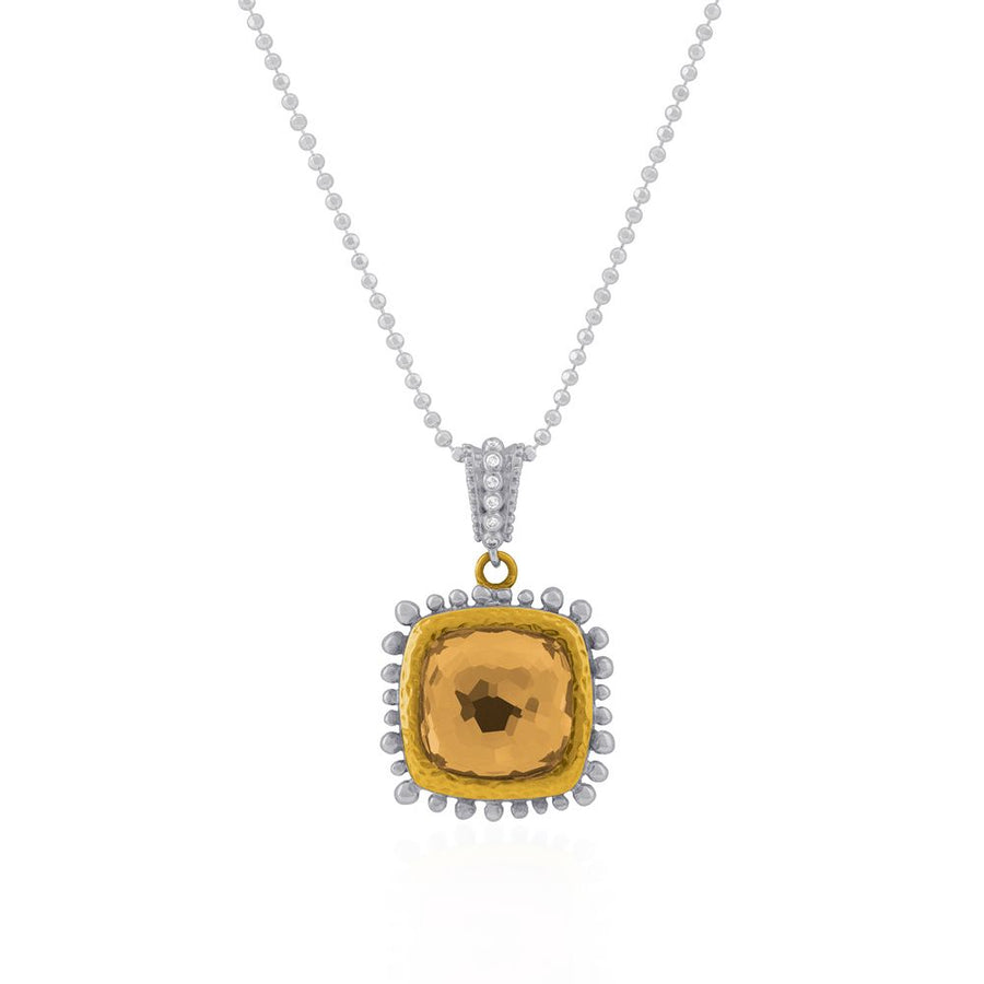Michael Aram Molten 14mm Cushion Pendant w/ Gold Doublet in 18K Yellow Gold & Sterling Silver