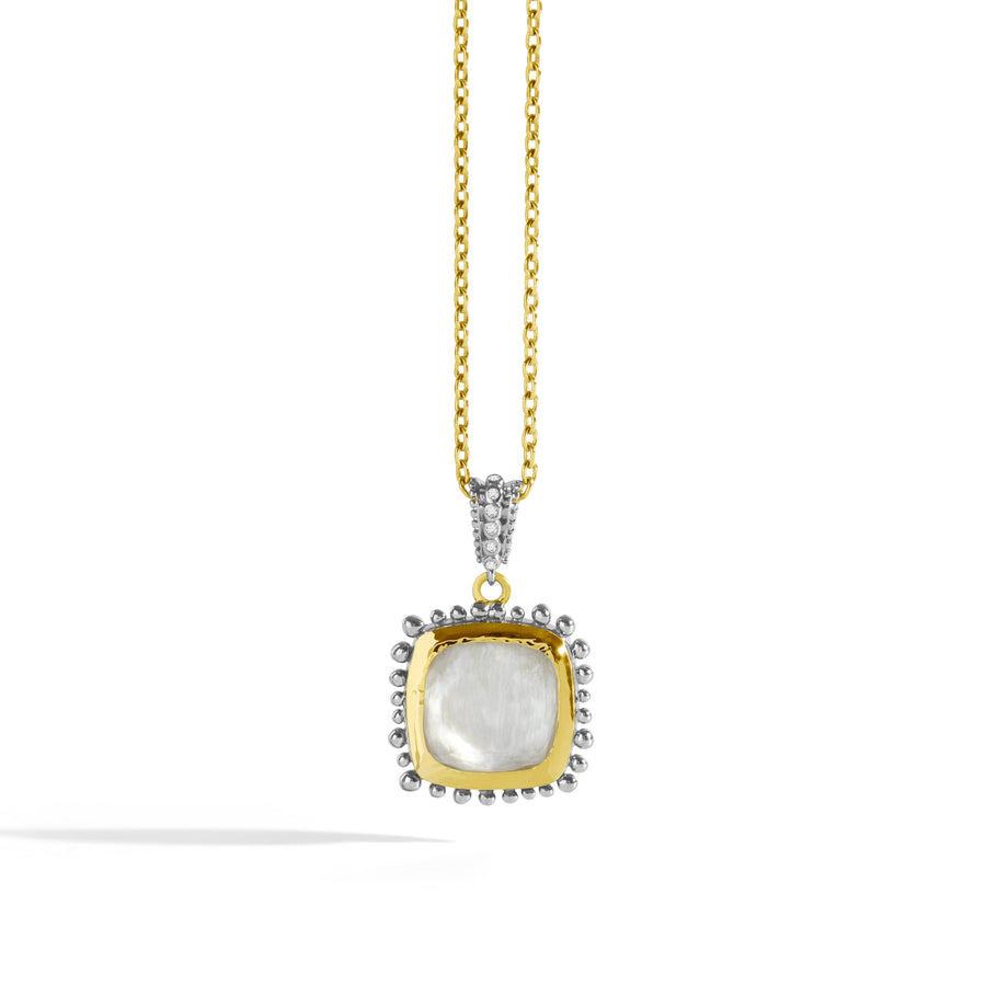 Michael Aram Molten 14mm Cushion Pendant w/ Mother of Pearl Doublet in 18K Yellow Gold & Sterling Silver