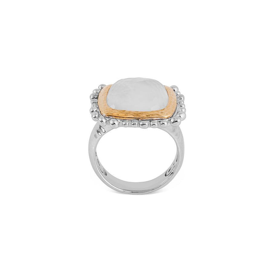 Michael Aram Molten 14mm Cushion Ring w/ Mother Of Pearl Doublet In 18K Yellow Gold & Sterling Silver