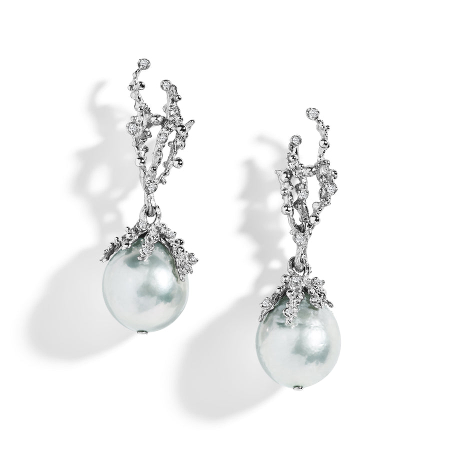 Michael Aram Ocean Earrings with Pearls and Diamonds