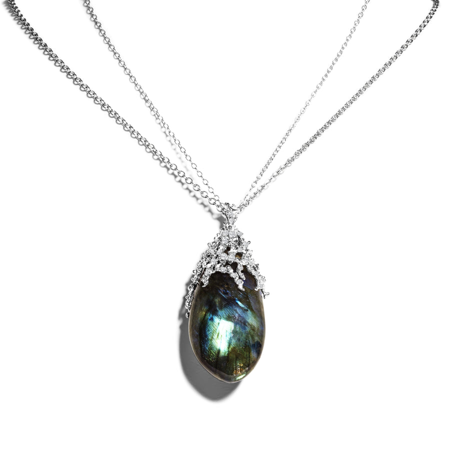 Michael Aram Ocean Pendant Necklace with Labradorite and Diamonds
