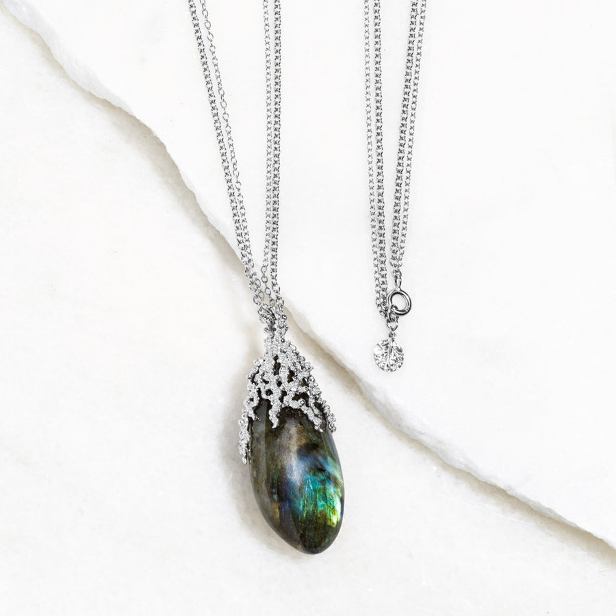 Michael Aram Ocean Pendant Necklace with Labradorite and Diamonds