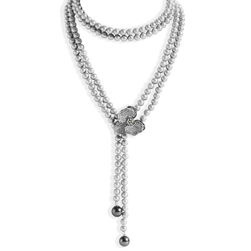 Michael Aram Orchid Lariat Necklace with Pearls and Diamonds